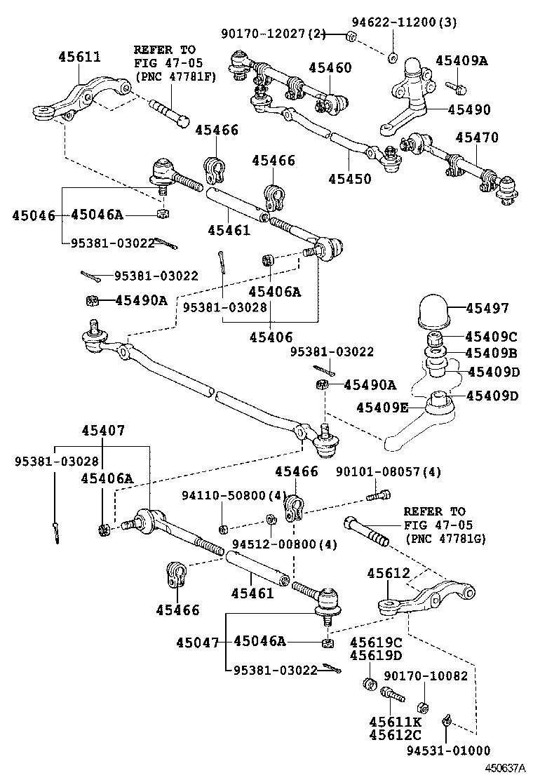 Toyota 45046-39385 END SUB-ASSY, TIE ROD, RH