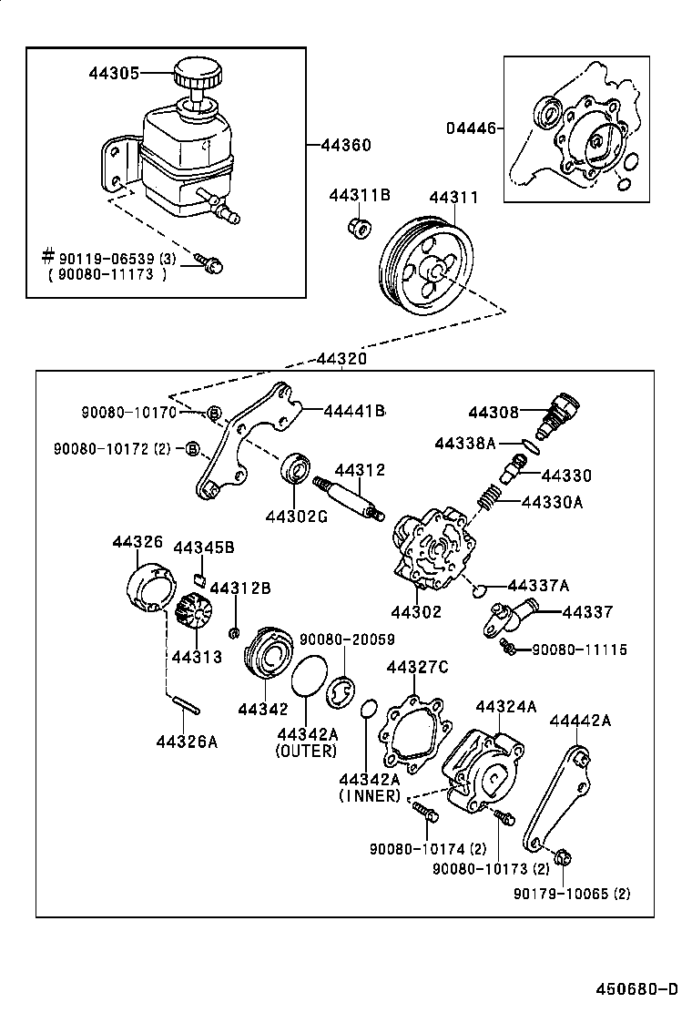 Toyota 44360-08010 RESERVOIR ASSY, VANE PUMP OIL