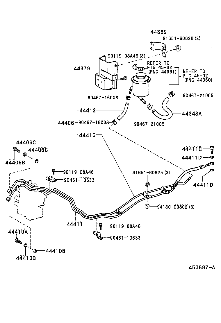 44416-37121 TUBE, RETURN(FOR STEERING GEAR OUTLET) product image