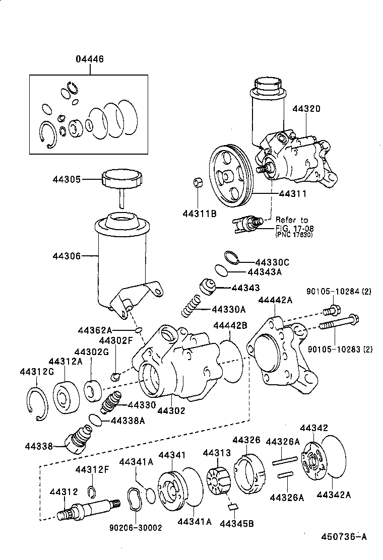 Toyota 04446-30172 GASKET KIT, POWER STEERING PUMP