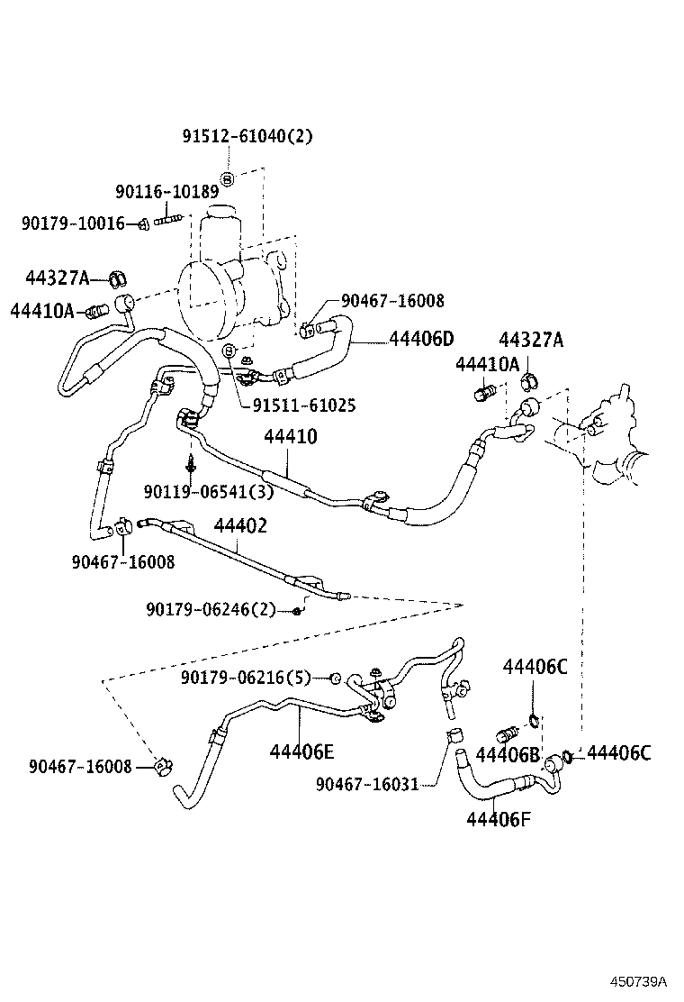 Toyota 44348-50010 HOSE, OIL RESERVOIR TO PUMP, NO.1