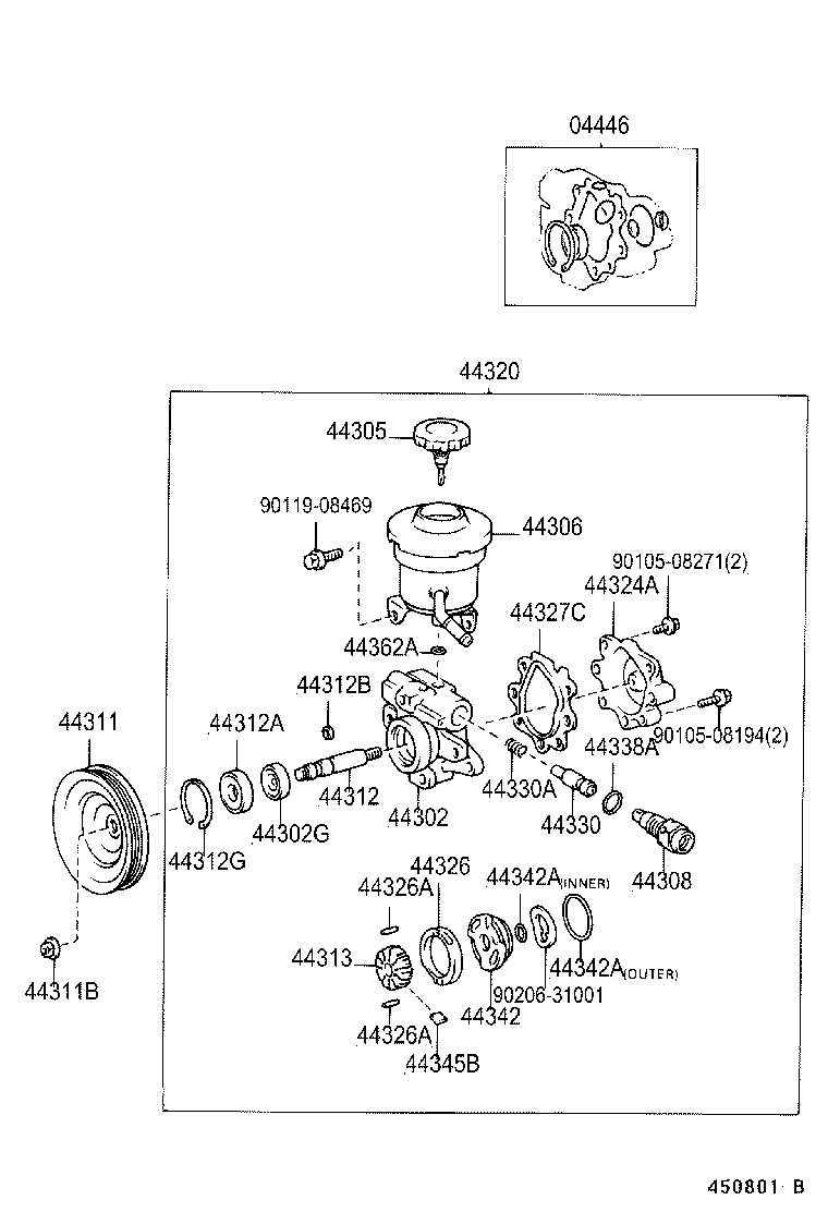 44360-26101 RESERVOIR ASSY, VANE PUMP OIL product image