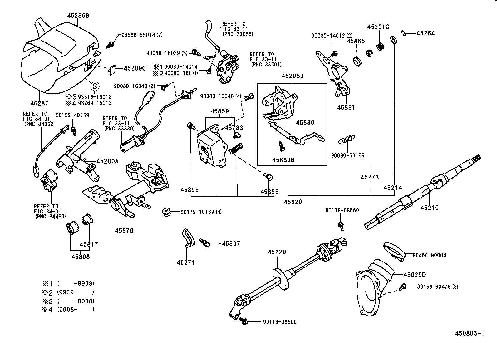 Toyota 45025-08010 COVER SUB-ASSY, STEERING COLUMN HOLE, NO.1