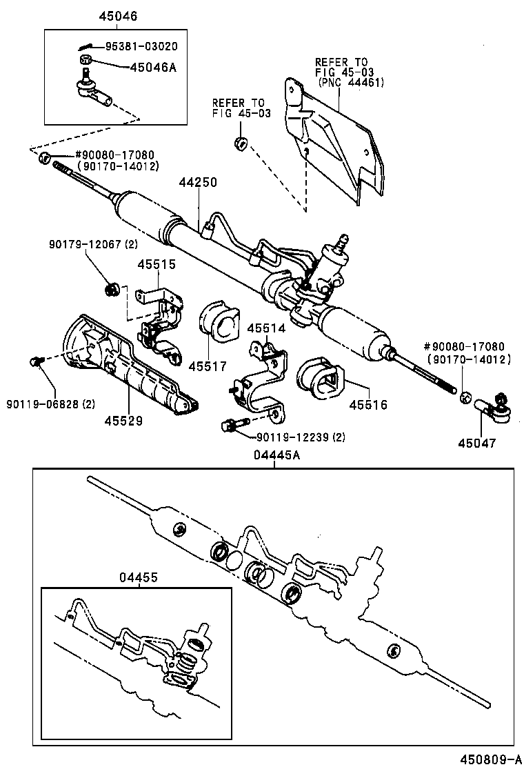 Toyota 45515-02020 BRACKET, STEERING RACK HOUSING, NO.2