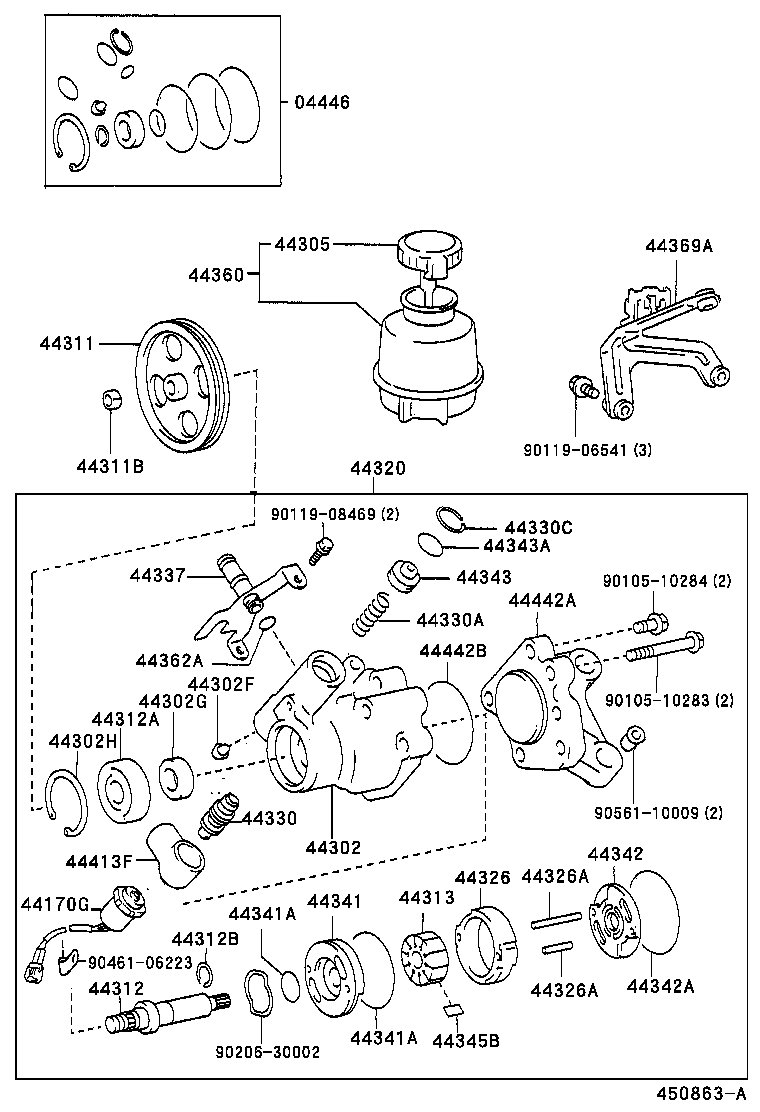 Toyota 04446-30220 GASKET KIT, POWER STEERING PUMP