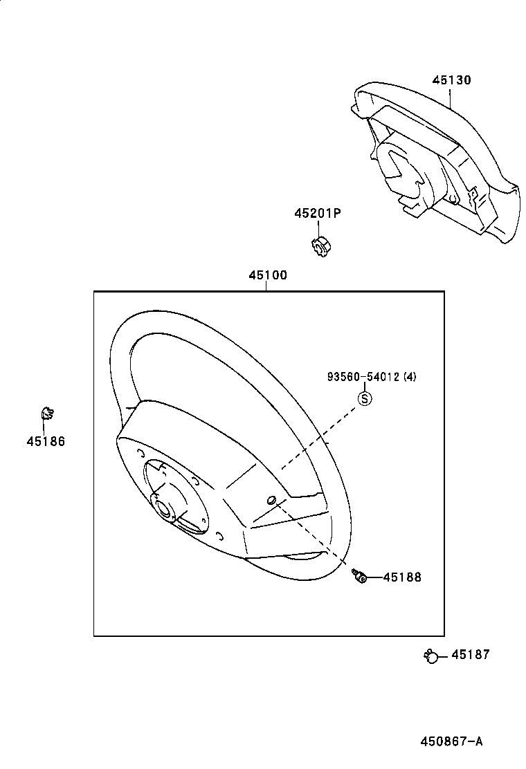 45186-07010-C0 COVER, STEERING WHEEL, LOWER NO.2 product image
