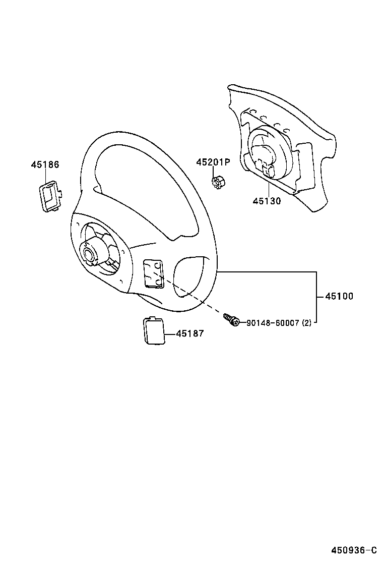 45184-14151-C0 COVER, STEERING WHEEL BOSS, LOWER product image