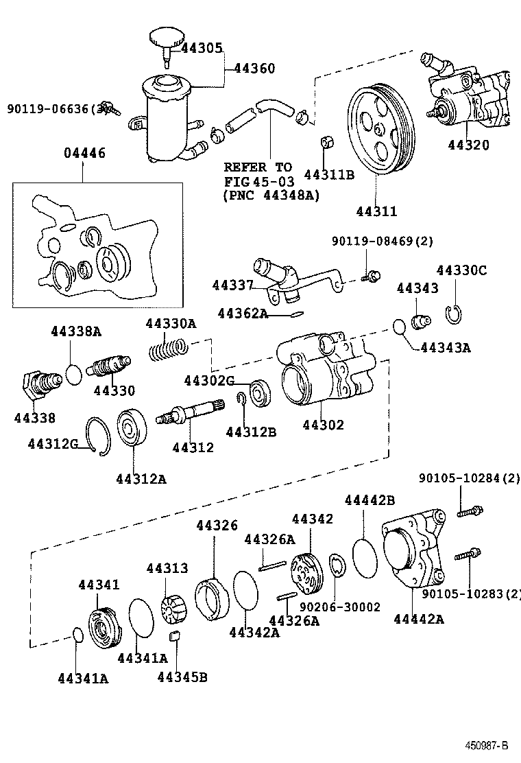 Toyota 04446-24010 GASKET KIT, POWER STEERING PUMP