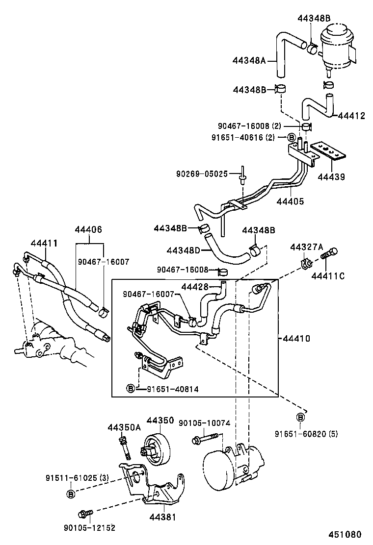 44348-27110 HOSE, OIL RESERVOIR TO PUMP, NO.2 product image