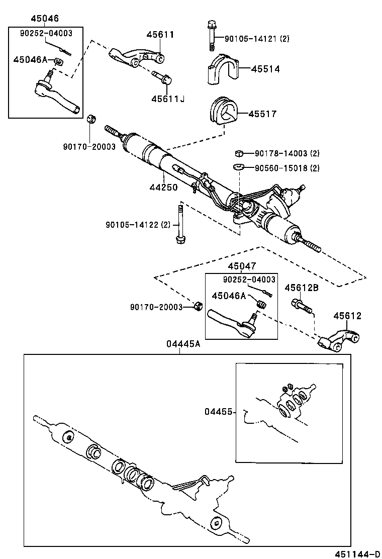 Toyota 45046-69195 END SUB-ASSY, TIE ROD, RH