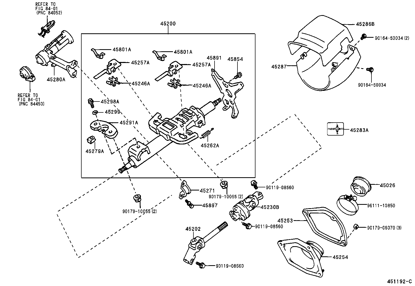 45250-33501 COLUMN ASSY, STEERING product image
