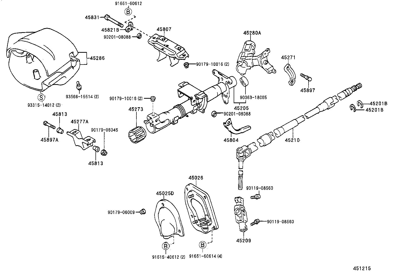 45205-10210 TUBE SUB-ASSY, STEERING COLUMN product image