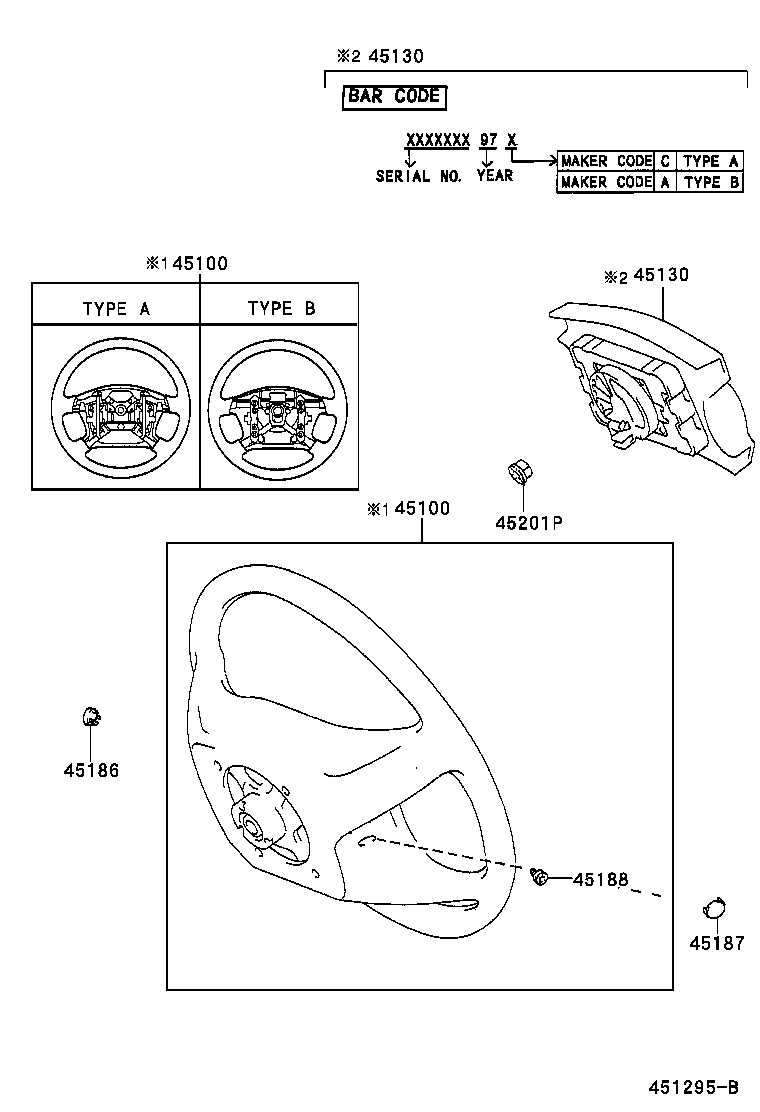 45188-06010 SCREW, STEERING WHEEL PAD ATTACHING product image