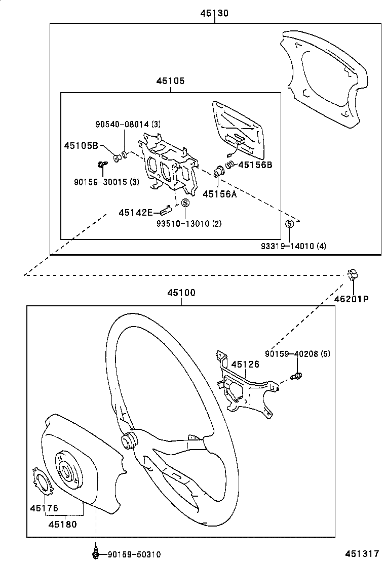 45100-28131-B0 WHEEL ASSY, STEERING product image