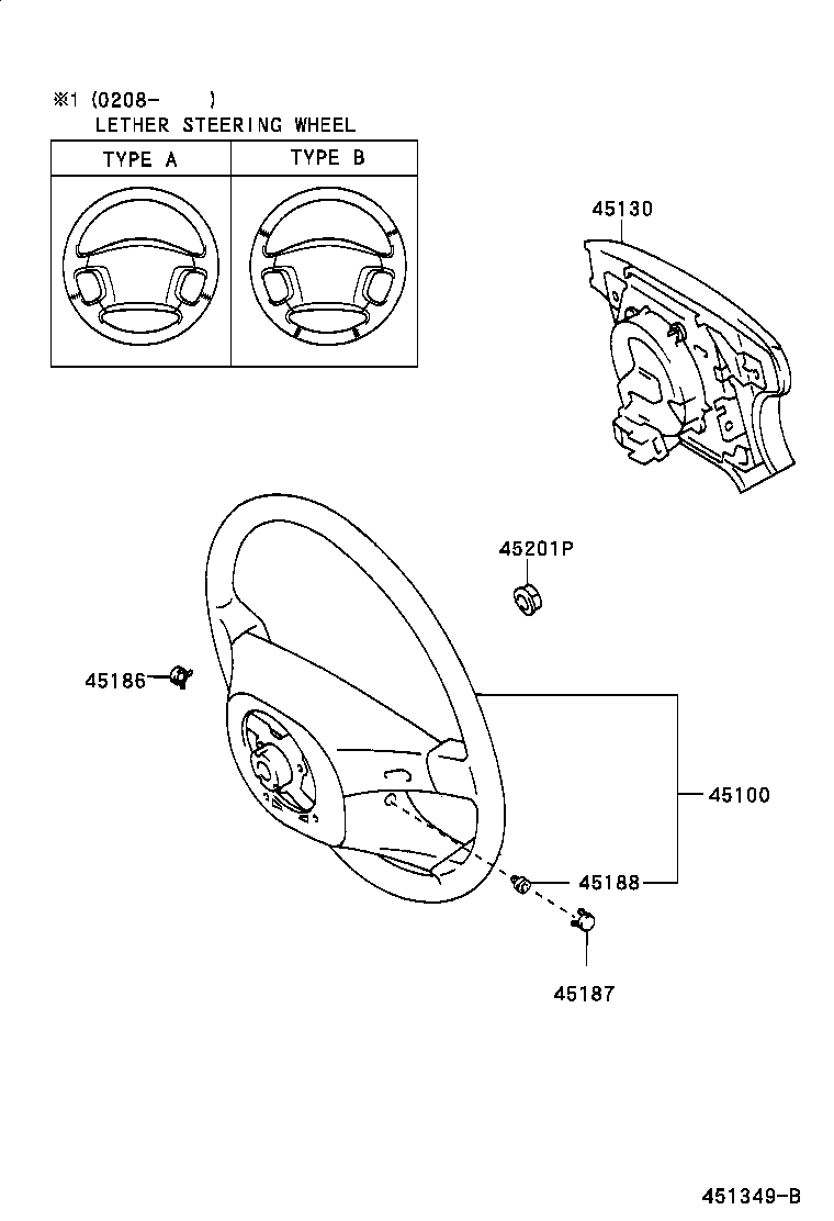 45100-32310-B3 WHEEL ASSY, STEERING product image