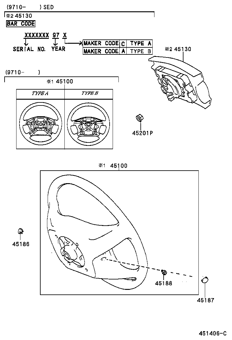 45100-06331-B2 WHEEL ASSY, STEERING product image
