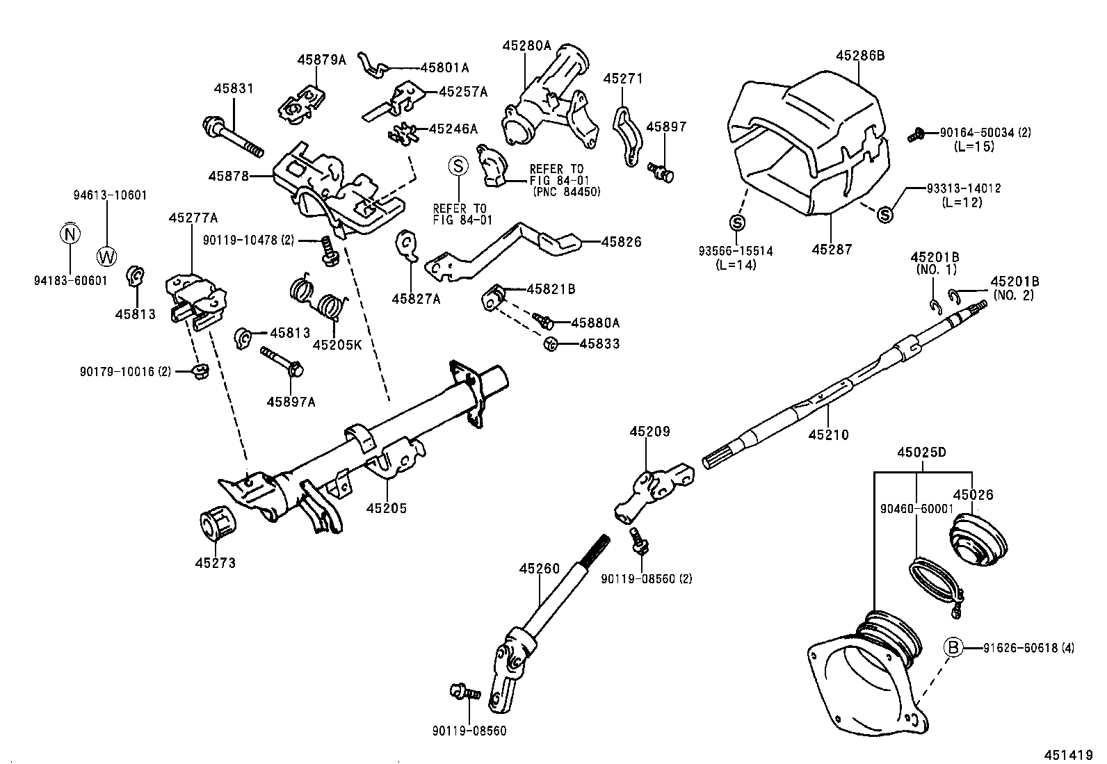 45260-44080 SHAFT ASSY, STEERING INTERMEDIATE, NO.2 product image