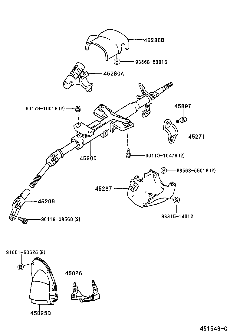 45200-02130 POST ASSY, STEERING product image