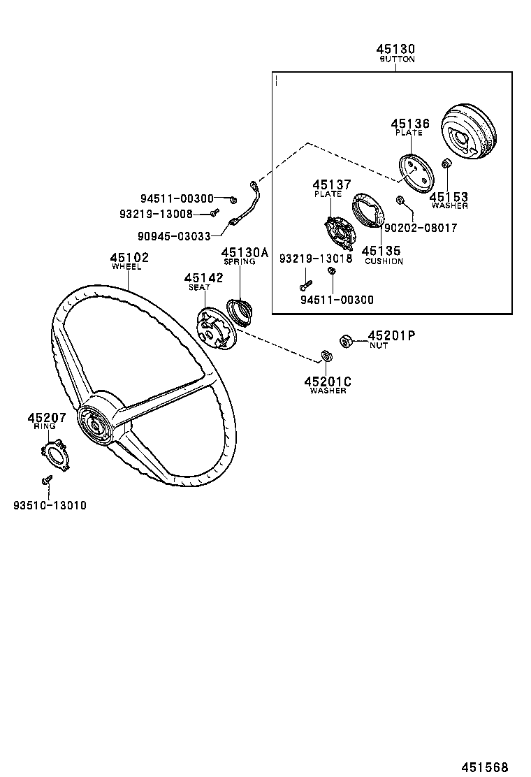45102-55022 WHEEL SUB-ASSY, STEERING product image