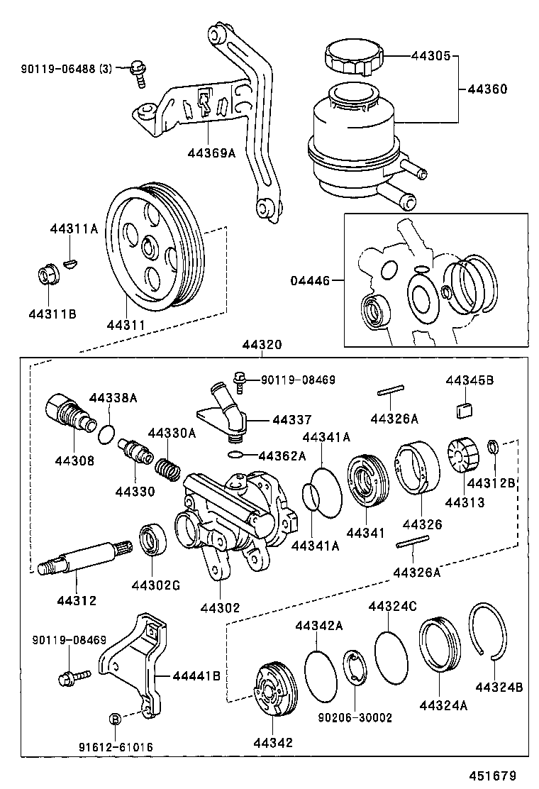 04446-30120 GASKET KIT, POWER STEERING PUMP product image