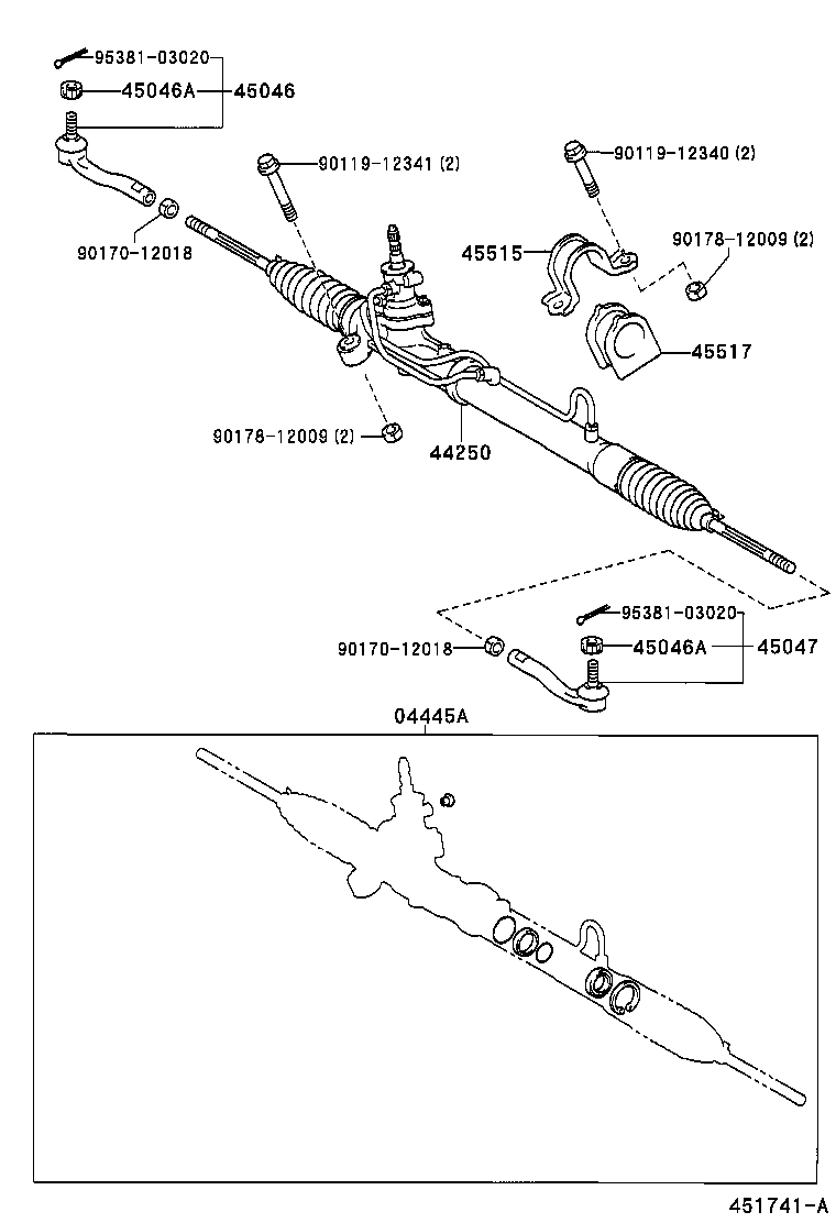 04445-59010 GASKET KIT, POWER STEERING GEAR(FOR RACK & PINION) product image