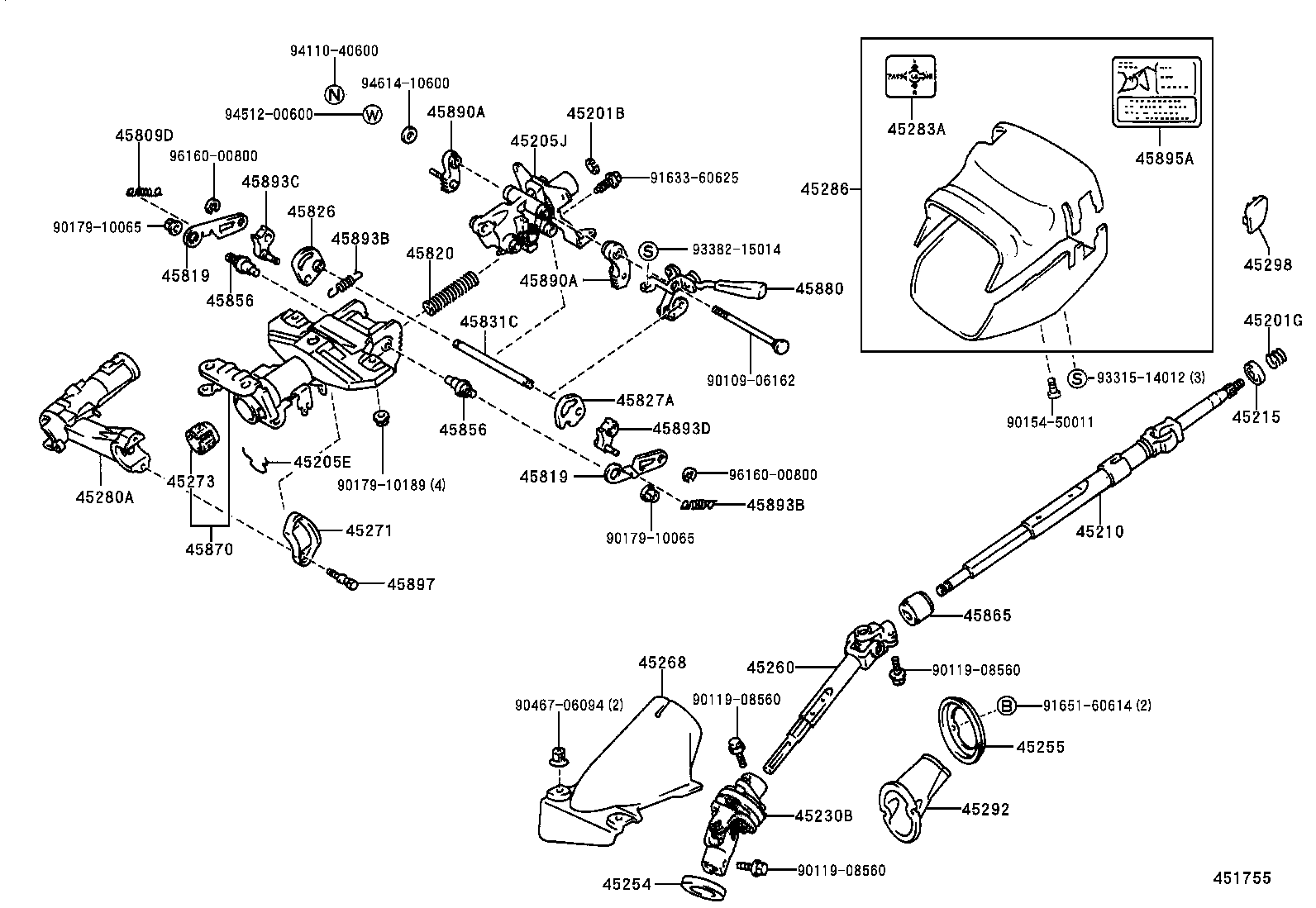 45260-17080 SHAFT ASSY, STEERING INTERMEDIATE, NO.2 product image