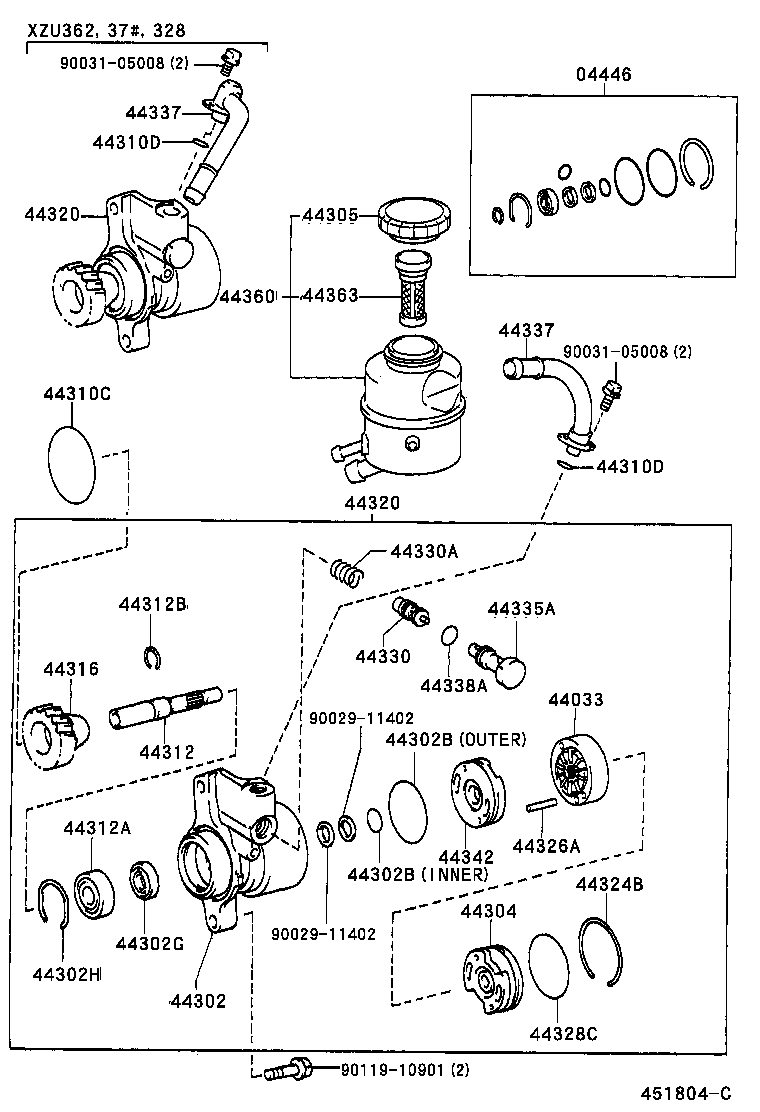 44337-37060 UNION, POWER STEERING SUCTION PORT product image