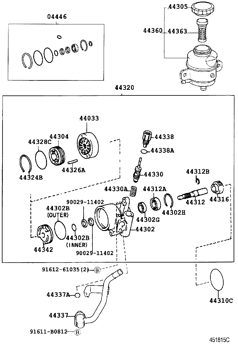 04446-58010 GASKET KIT, POWER STEERING PUMP product image