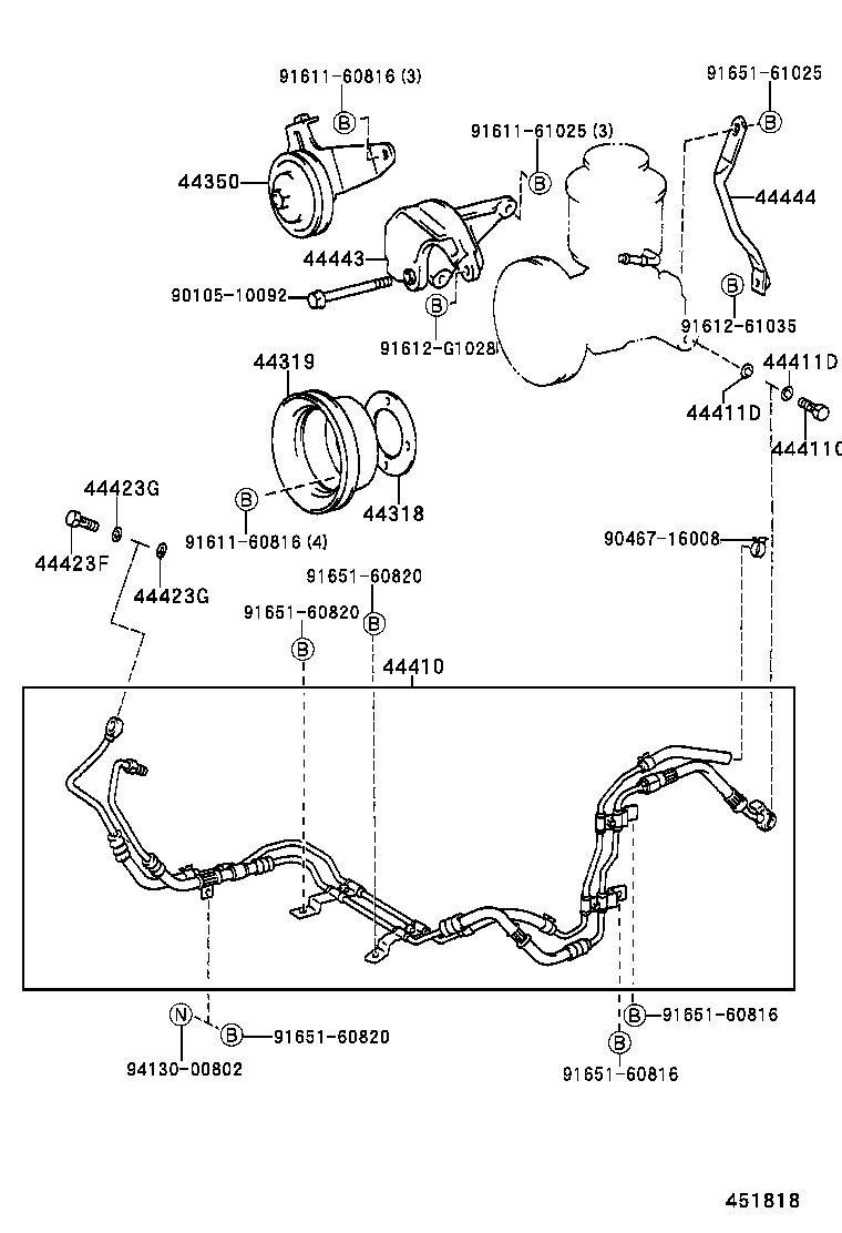 44348-25040 HOSE, OIL RESERVOIR TO PUMP, NO.1 product image