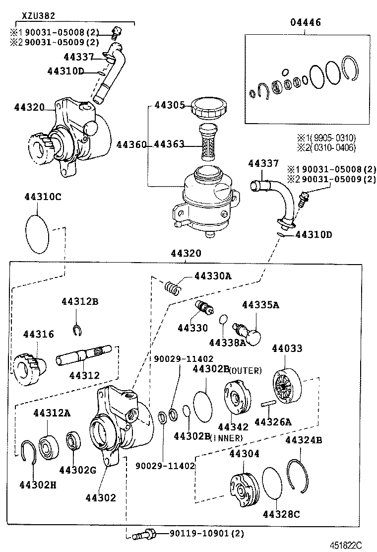 04446-58010 GASKET KIT, POWER STEERING PUMP product image