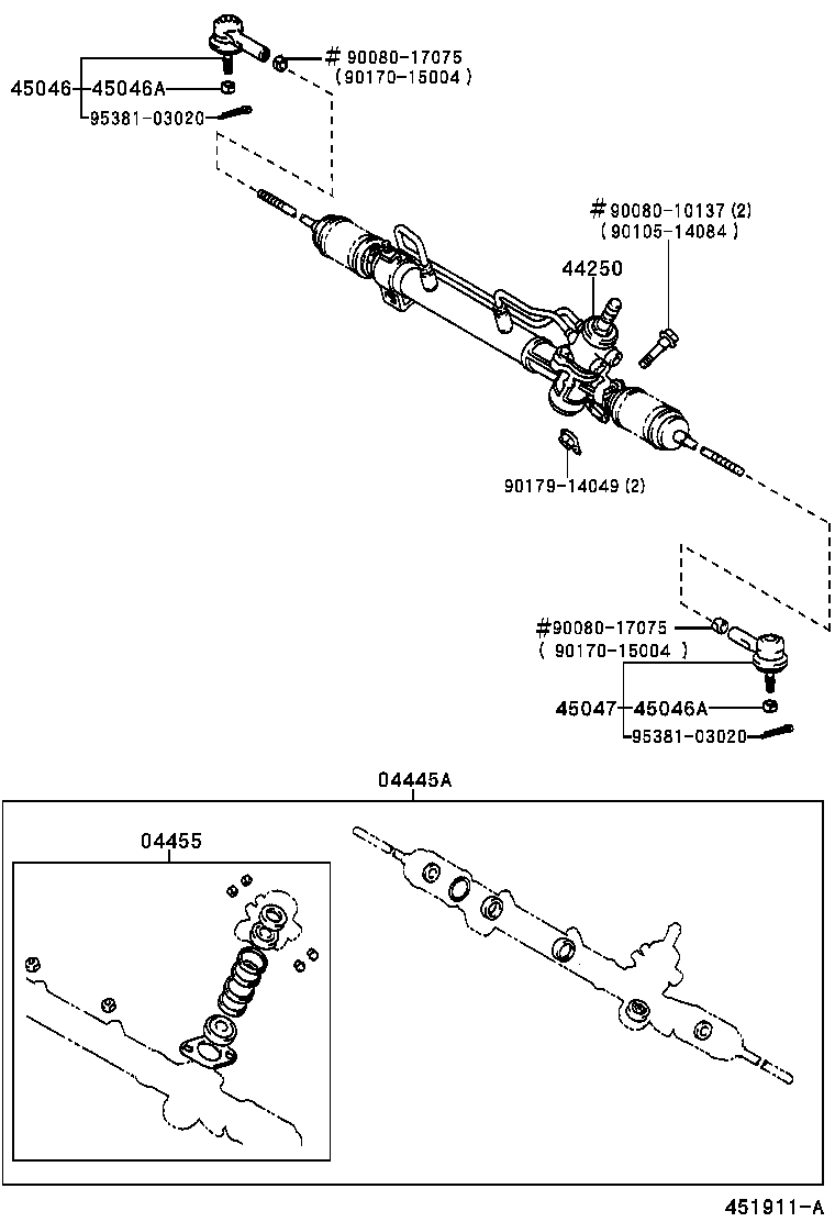 44204-07010 RACK SUB-ASSY, POWER STEERING product image