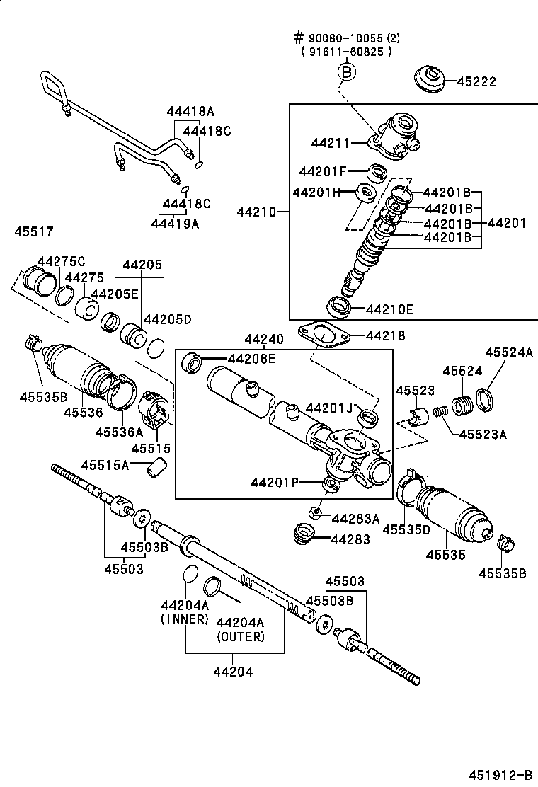 44204-07010 RACK SUB-ASSY, POWER STEERING product image