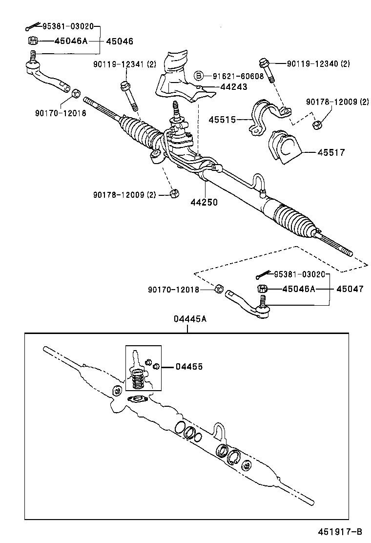 04445-59010 GASKET KIT, POWER STEERING GEAR(FOR RACK & PINION) product image