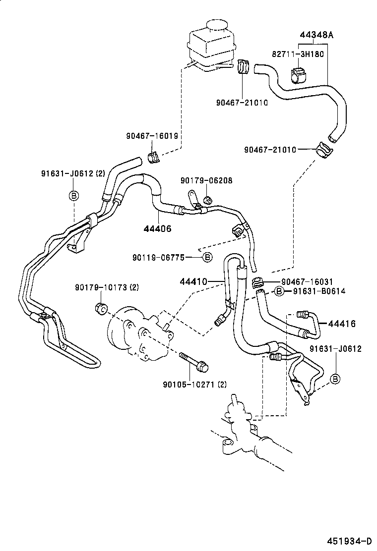 44416-20210 TUBE, RETURN(FOR STEERING GEAR OUTLET) product image