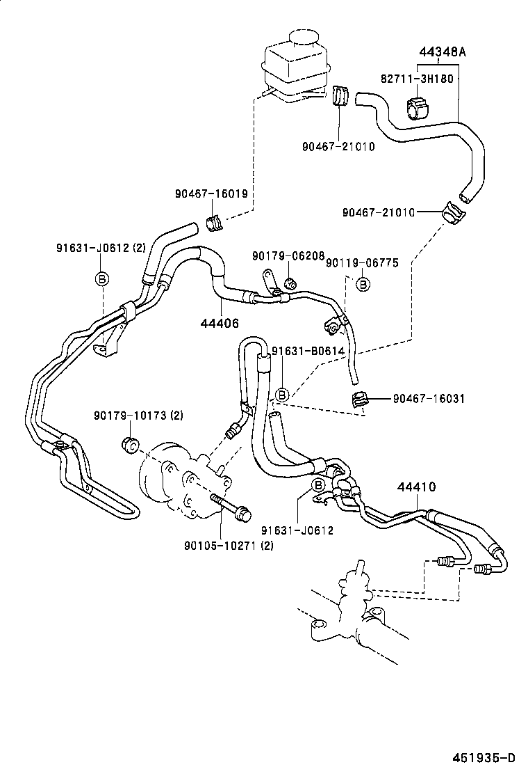 Toyota 44406-20810 TUBE SUB-ASSY, RETURN
