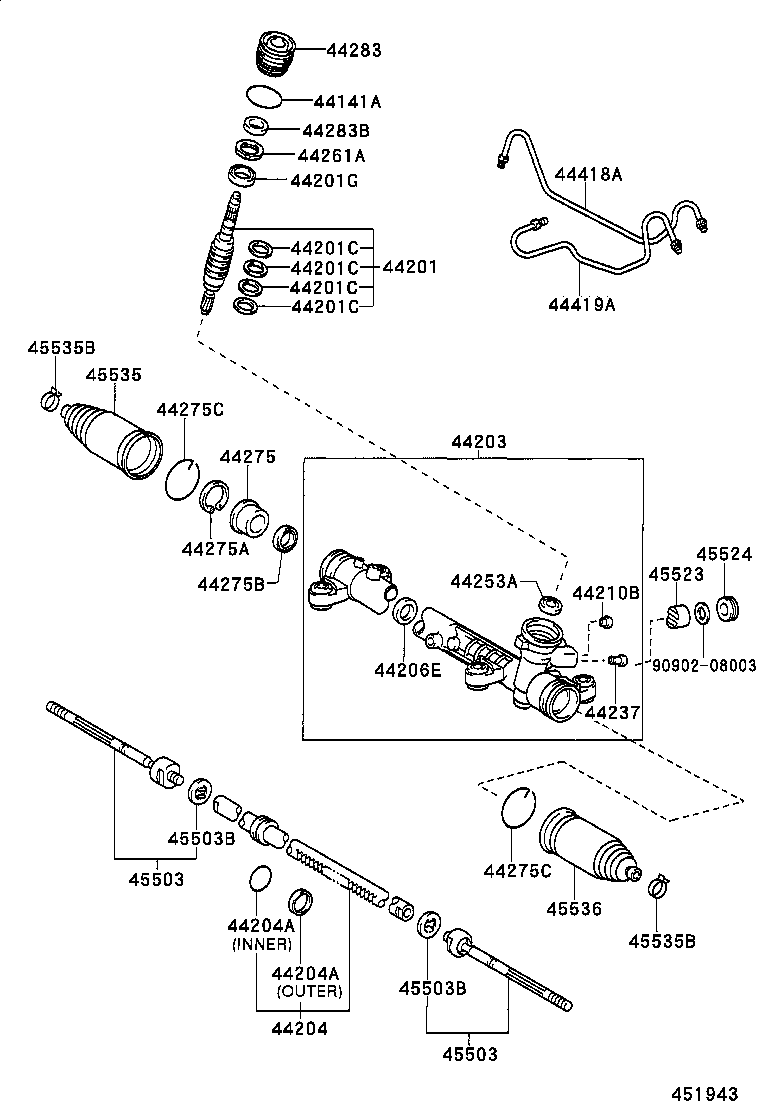 44200-20851 GEAR ASSY, POWER STEERING(FOR RACK & PINION) product image