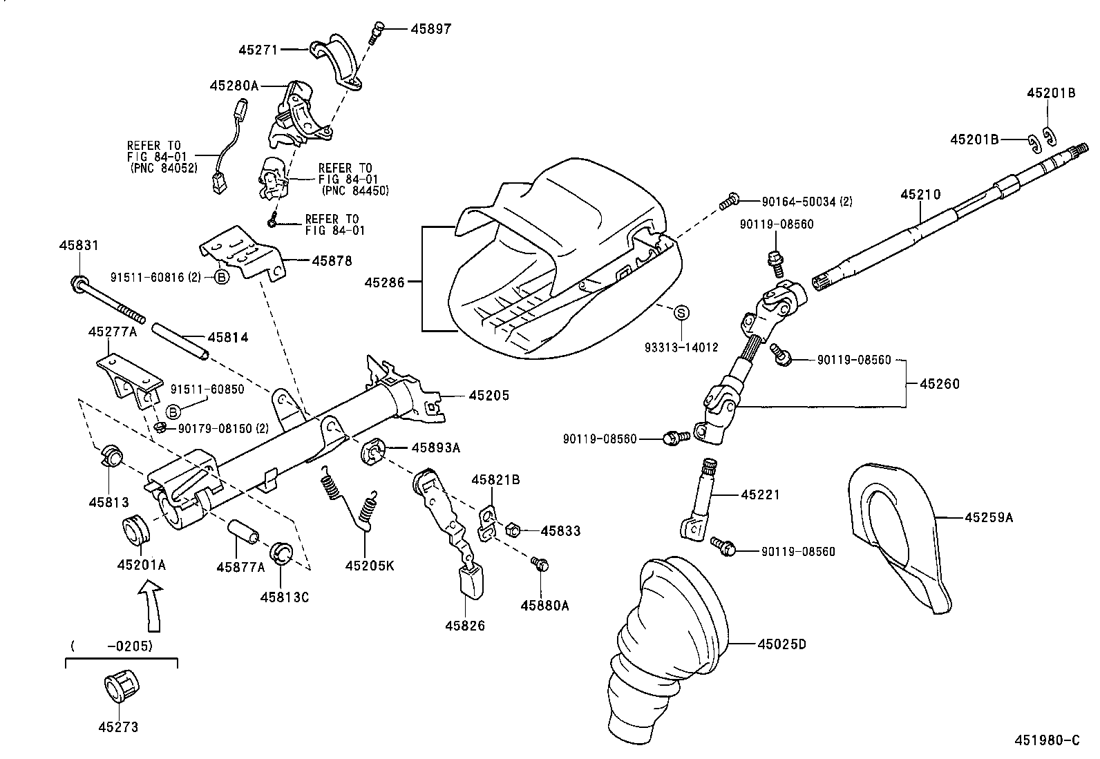 45260-20480 SHAFT ASSY, STEERING INTERMEDIATE, NO.2 product image