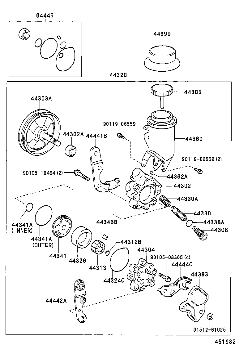 44303-52020 SHAFT SUB-ASSY, W/PULLEY product image
