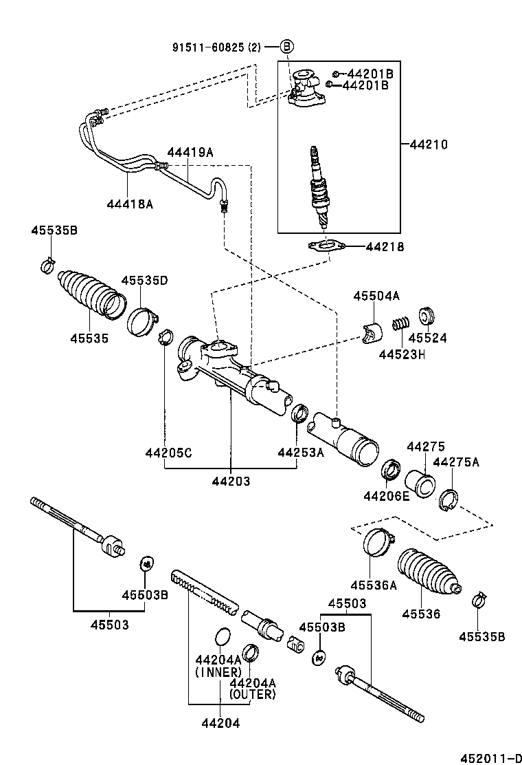 44204-52070 RACK SUB-ASSY, POWER STEERING product image