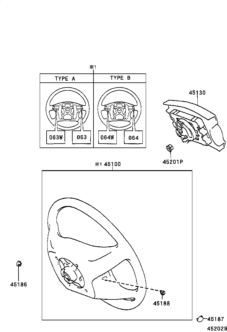 45100-06341-B0 WHEEL ASSY, STEERING product image
