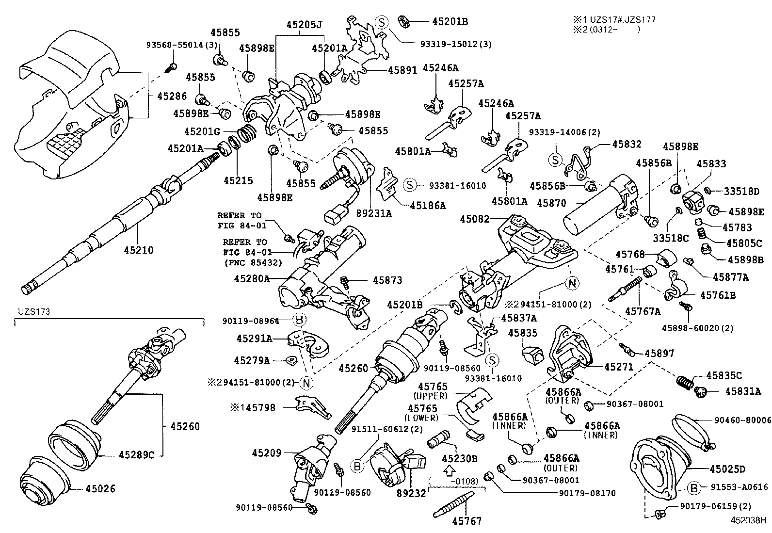 45260-30140 SHAFT ASSY, STEERING INTERMEDIATE, NO.2 product image