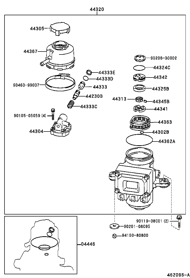 Toyota 04446-17020 GASKET KIT, POWER STEERING PUMP