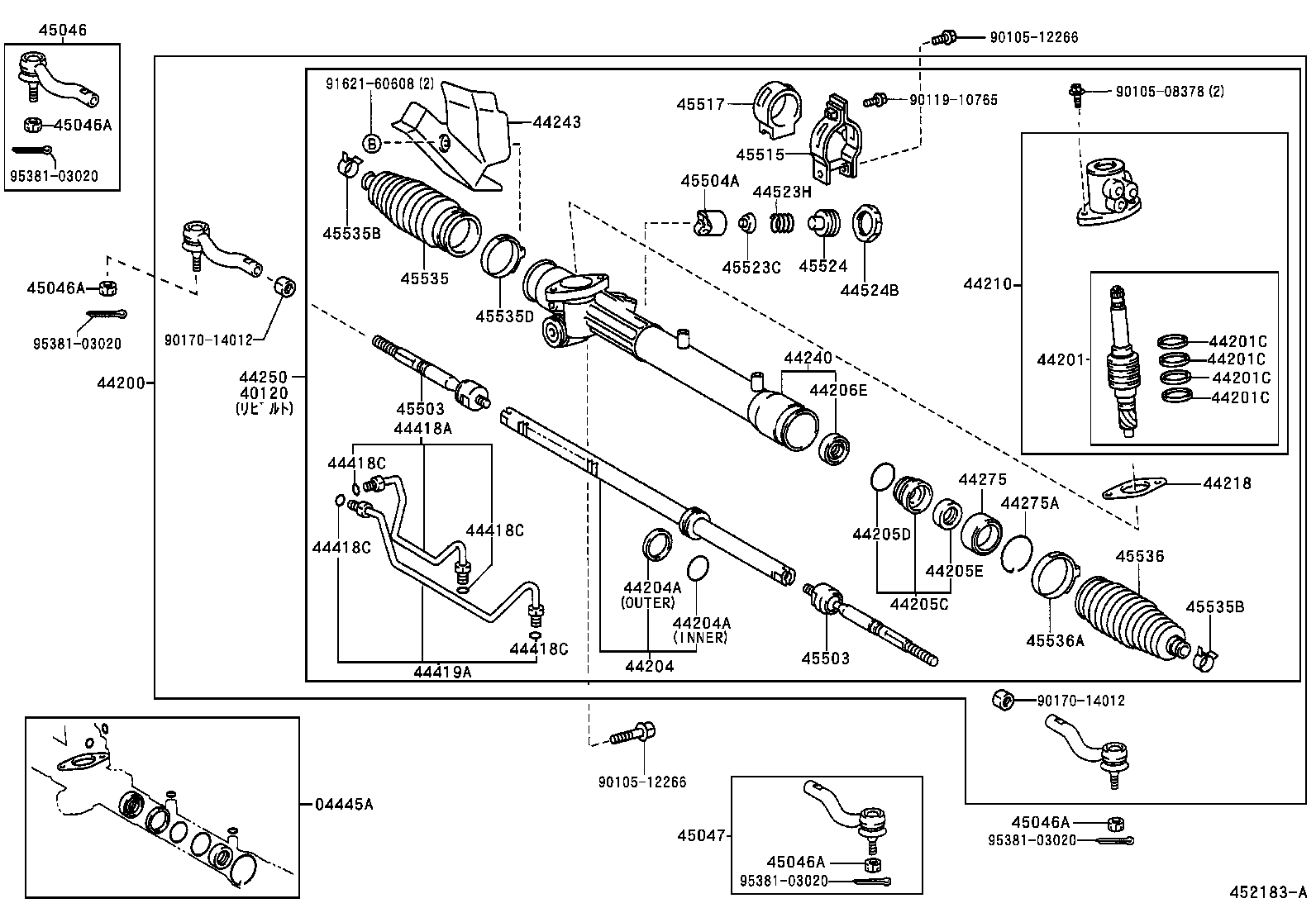 44204-52070 RACK SUB-ASSY, POWER STEERING product image