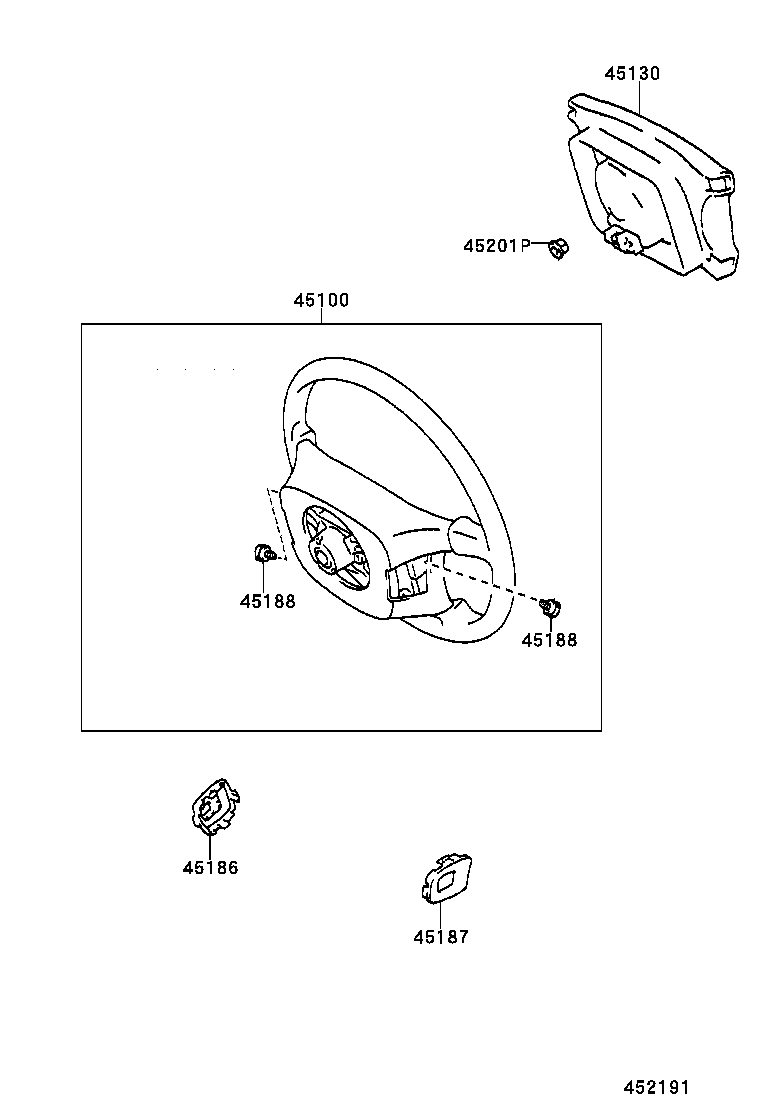 45186-60020-E3 COVER, STEERING WHEEL, LOWER NO.2 product image