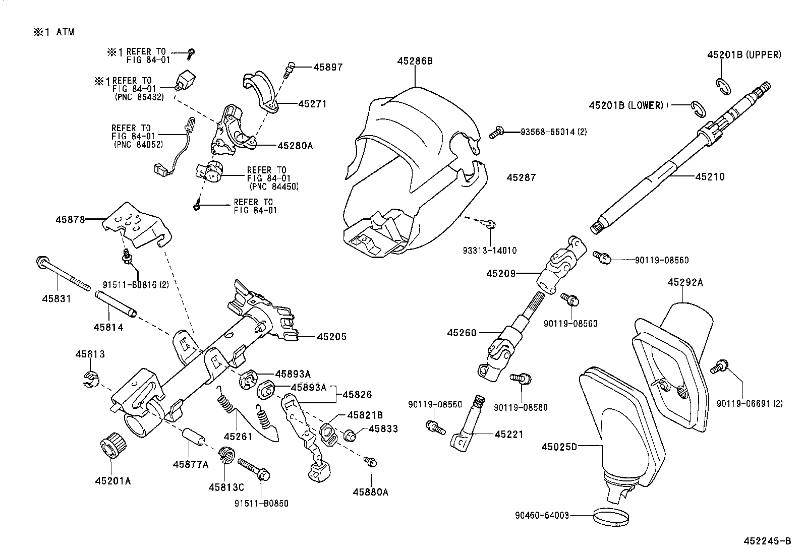 Toyota 45025-42060 COVER SUB-ASSY, STEERING COLUMN HOLE, NO.1
