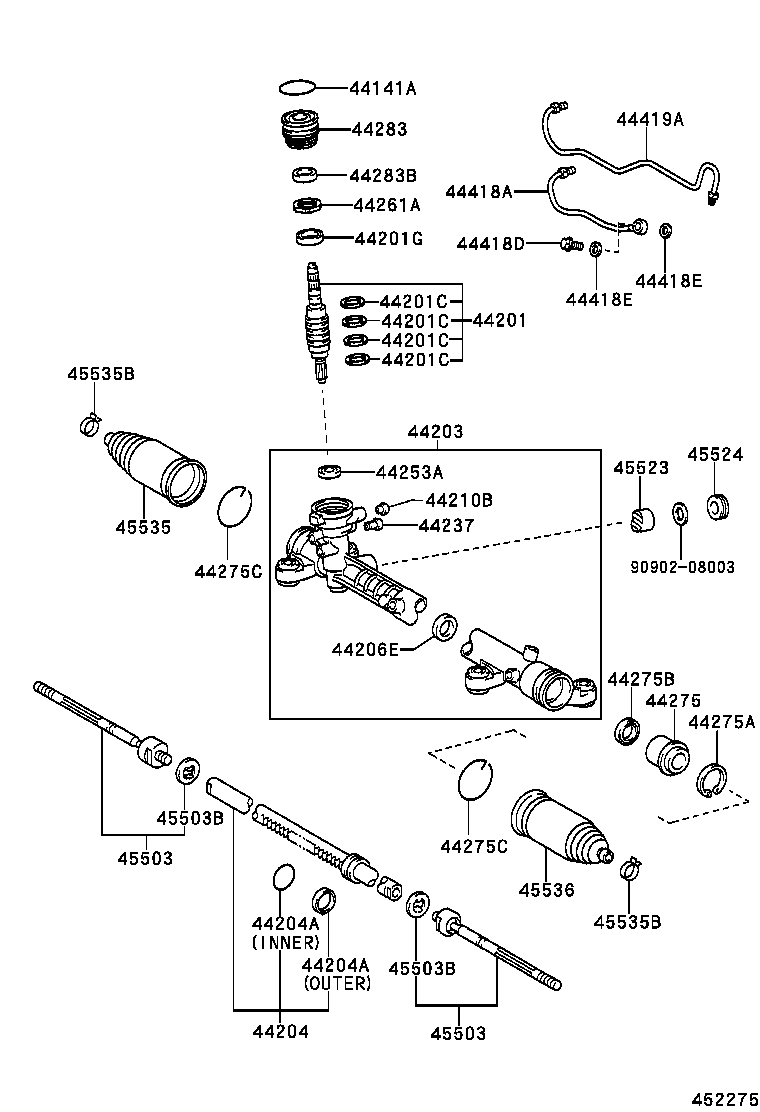 04445-32081 GASKET KIT, POWER STEERING GEAR(FOR RACK & PINION) product image
