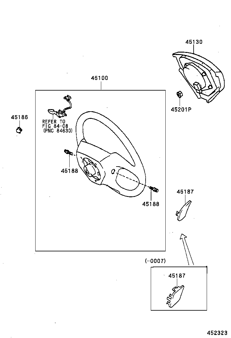 45187-48010-B0 COVER, STEERING WHEEL, LOWER NO.3 product image