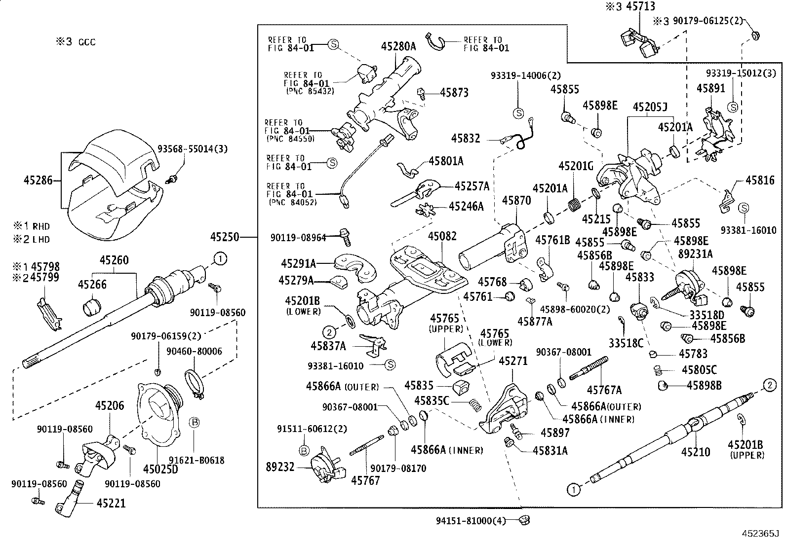 45250-50171 COLUMN ASSY, STEERING product image