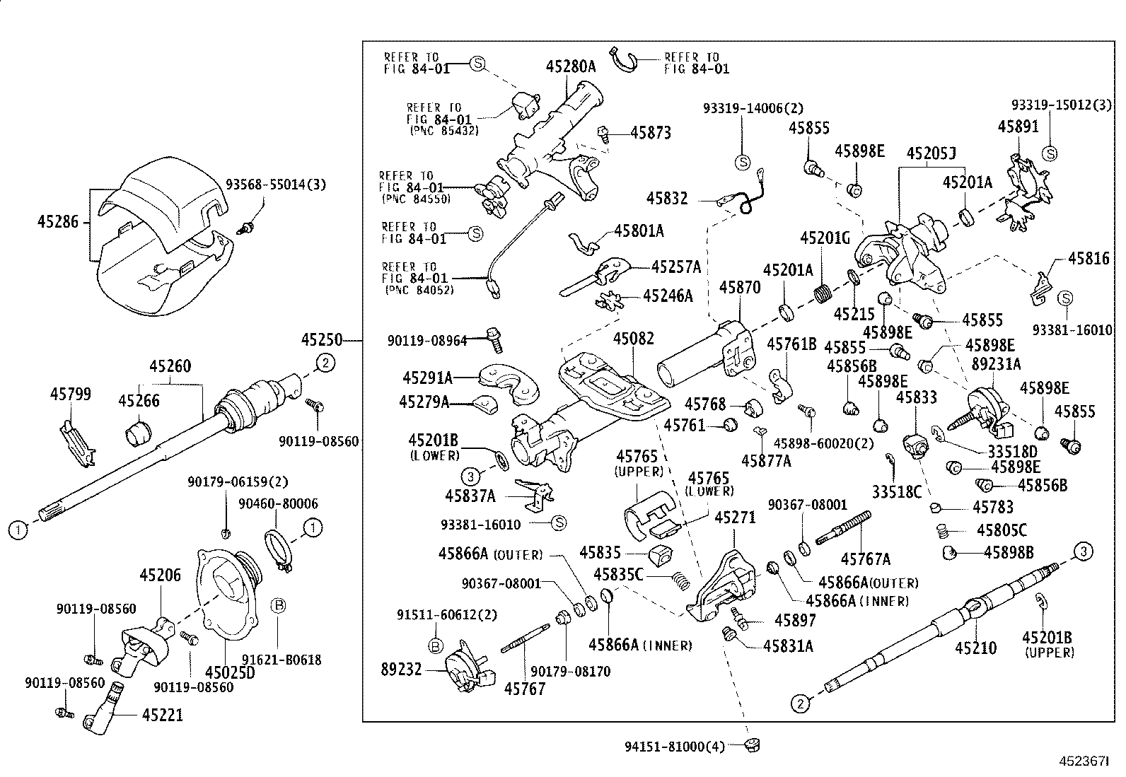 Toyota 45025-50060 COVER SUB-ASSY, STEERING COLUMN HOLE, NO.1