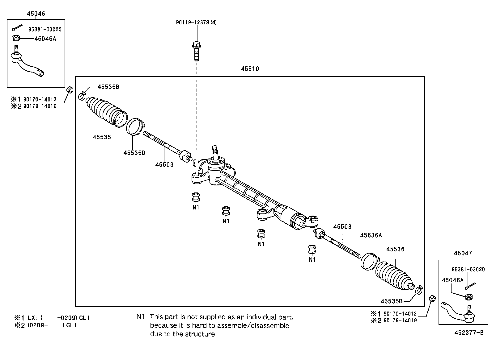 44250-02170 GEAR ASSY, POWER STEERING(FOR RACK & PINION) product image